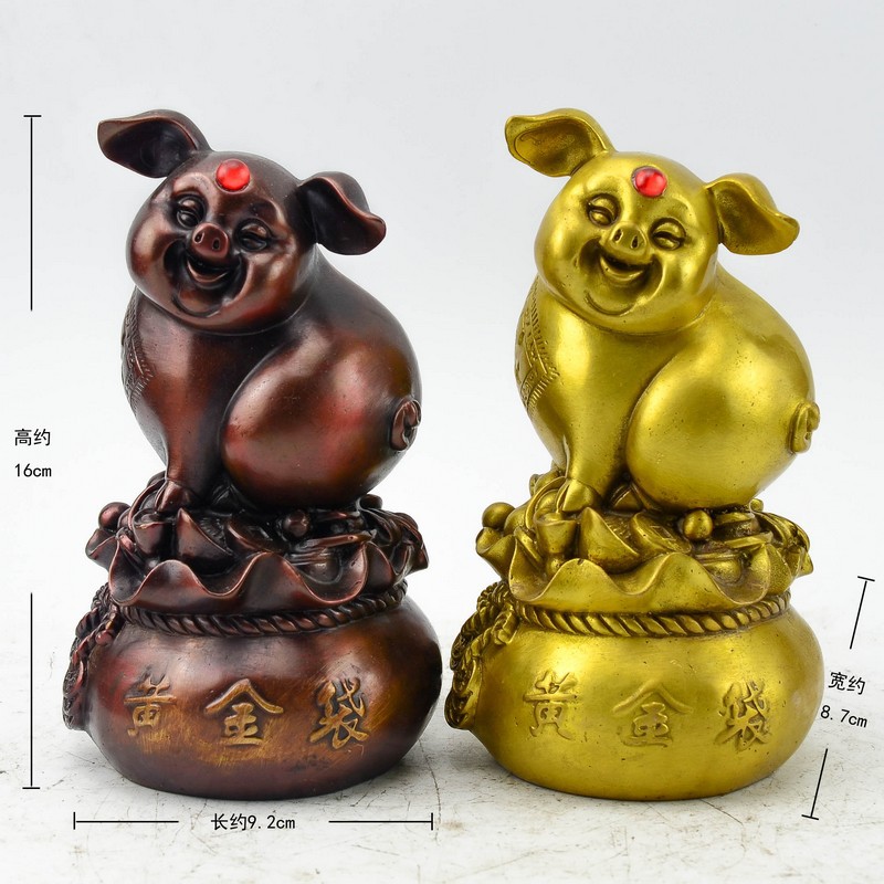 批發(fā)精工純銅特價(jià)黃金袋豬 生肖福豬，為仿古家具與空間增輝的工藝品擺設(shè)